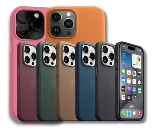 Capa Capinha Case Couro Magsafe Para iPhone 11 Ao 15 Pro Max