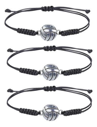 3 Bonitas Pulseras Voleibol Acero Inoxidable Unisex B745