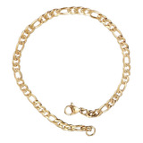 Pulsera Esclava Acero Fígaro 4mm Chapa Oro18k Hombre Joyeria