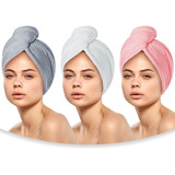 3 Toallas De Rápido Secado Para Cabello Turbante Para Pelo Color Multicolor