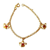 Pulsera De Oro 18k Laminado Mujer Nena Con 3 Dijes Fantasmas