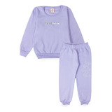 Conjunto Infantil Feminino Moletom Love You Llilás 0072 - La