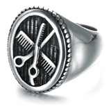 Anillo De Hombre Mujer Barbero Tijeras Y Peine Moda 2021