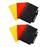 2 Set Tarjetas Árbitro Futbol Roja Amarilla + Papel + Lápiz Color Negro