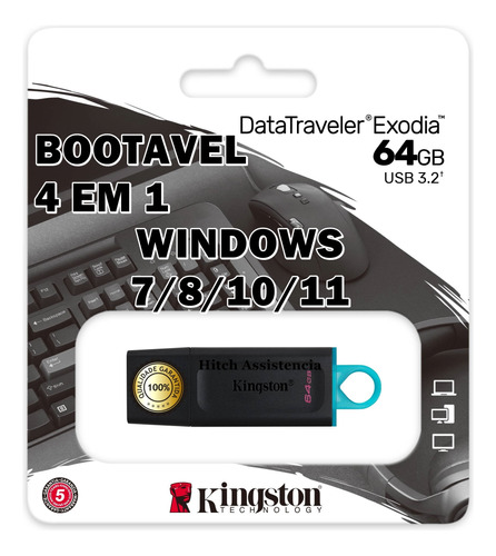 Pen Drive Kit Instalação Windows Office Programas Basicos