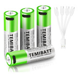 Temibatt Baterías Aa Recargables, Paquete De 4 Unidades,