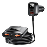 Cargador Carro 5 Puntos Usb Tipo C 78w iPhone Huawei Xiaomi