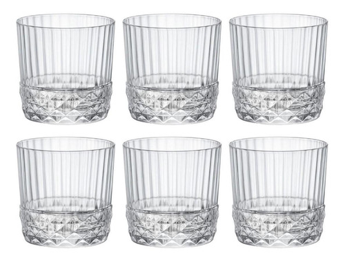 Set 6 Vasos Bajos Whisky Americas 20s 300 Ml Color Agua