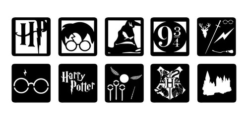 10 Kit Mini Quadros Harry Potter Decoração Sala Quartos