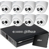 Kit Seguridad Dahua 8 Ch + 1tb + 8 Camaras Domo Audio 2mp