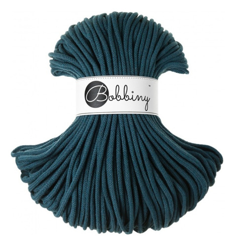 Cuerda Algodón Trenzado 5 Mm Macramé Bobbiny- Peacock Blue