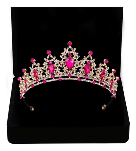 Coroa Tiara Dourada Pedraria Pink Debutante 15 Anos Festa