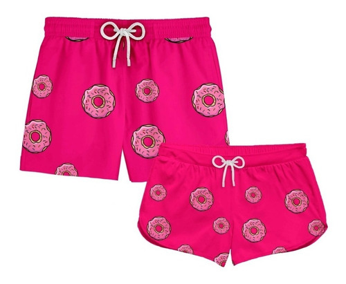 Kit Casal Short Praia Donuts Rosquinha Ref0259