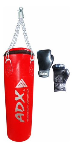 Kit De Autodefensa Adulto. Costal + Guantes De Boxeo Rojos. Color Rojo