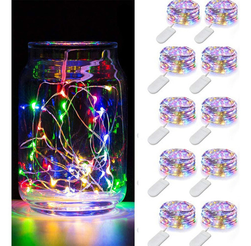 10packs Micro Led Hada Luces 5m Colores Pilas Incluidas .