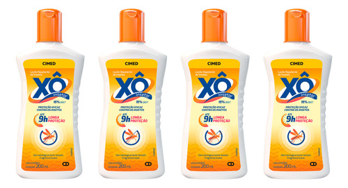 4x Loção Repelente Xô Inseto Hidratante Não Oleoso 200ml