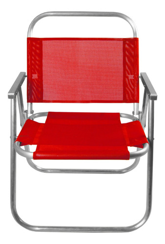 Cadeira De Praia Alumínio Reforçada Até 150kg Cor Vermelho