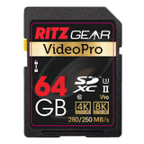 Ritz Gear Tarjeta Sd Sdxc Uhs-ii De Alta Velocidad De 64 Gb,