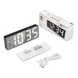 Reloj Despertador Digital Luz Blanca Led Clock Rectangular