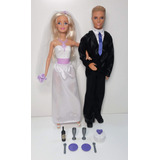 Lote Barbie Y Ken Novios En Su Boda Custom