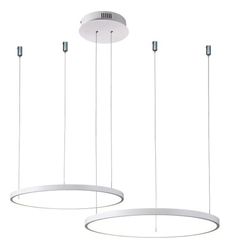 Lustre Pendente Para Mesa De Jantar Arcos Anéis 50cm Branco