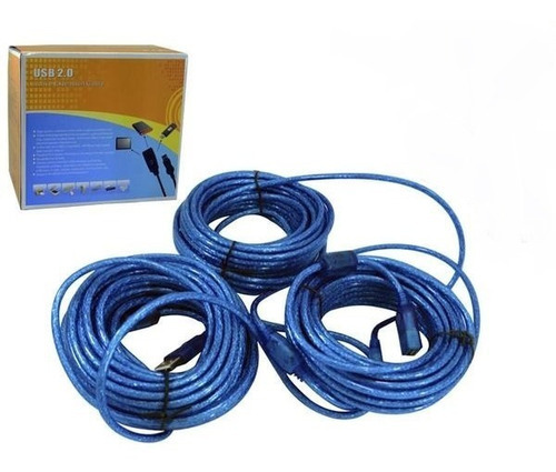 Extensão Cabo Usb 2.0 Ativo 30m Qualidade Total 30 Metros Cor Azul