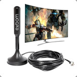 Antena Tv Smart Digital Interna Hd Prova Agua 5m Cabo Preto