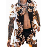 Camisas Hawaianas Hombre Conjunto De Manga Corta Estampada