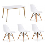 Juego Comedor Mesa 140 X 80 Claire + 4 Sillas Eames