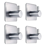 Gancho Perchero Percha Metal Adhesivo Acero Inox Reforzad X4