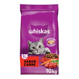 Alimento Whiskas Para Gato Adulto Todos Os Tamanhos Sabor Carne Em Sacola De 10kg