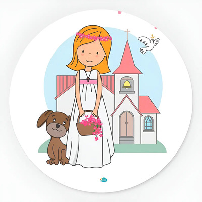 Stickers Rayas Primera Comunión Personalizadas 5cm A Todo Color