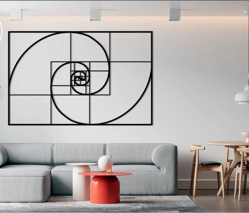 Cuadro Decorativo Fibonacci Goeometrico En Madera