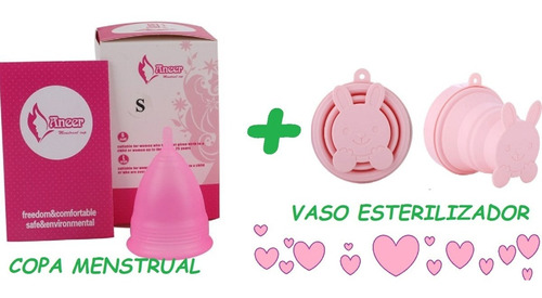 Copa Menstrual Y Vaso Esterilizador De Conejo/oso + Bolsita 