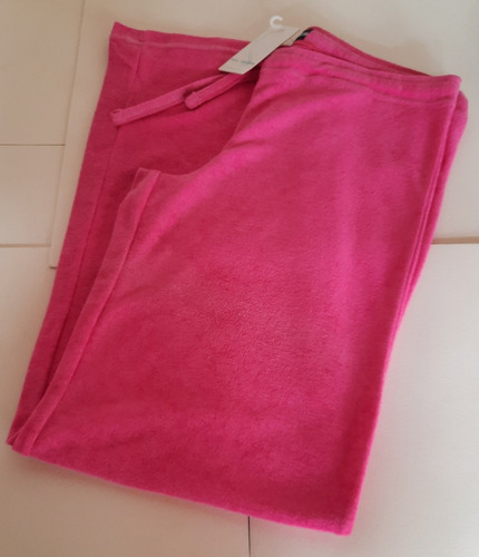 Pantalon Jogging Mujer Rosa Chicle Algodon Tipo Toalla