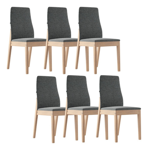 Set X6 Sillas Living Comedor Natural Lino Urbano Litoral