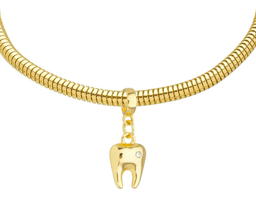 Pulseira Odontologia Banhada A Ouro 18k - Peça Premium