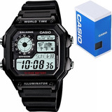 Reloj Casio Ae1200 Negro Alarma Cronometro Sumergible 100m