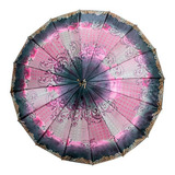 Paraguas Sombrilla Clásica Semiautomática Plegable De Bastón Color Rosa