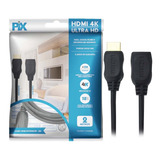 02 X Cabo Extensor Hdmi 2 Metros 2.0 - 4k - Fêmea X Macho