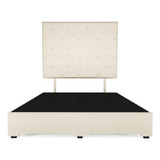 Cama Recamara Base Box Madera Tapiz Quint Matrimonial Beige Quintana