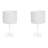 Combo X2 Lampara Velador Ches Moderno Mesa Dormitorio Blanco Pantalla Blanca Gioluce