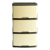 Mueble Organizador Rattan Rimo X 3 Cajones Wengue - Beige