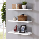 Kit 3 Pratileira Nicho Decorativa Em Mdf Branco 60x15cm