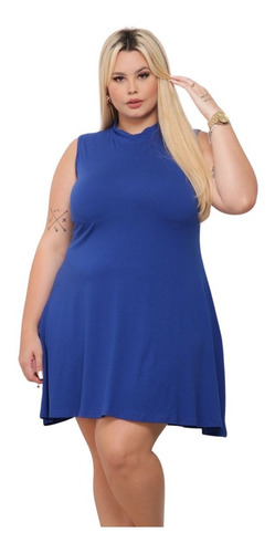 Vestido Plus Size Curto Soltinho Confortável Malha C/ Bolso