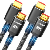 Cables Hdmi 8k 2.1 De 10 Pies Paquete De 2 Cables De 48 Gbps