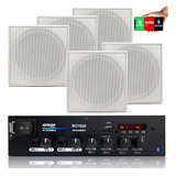 Kit Som Ambiente 500w 5 Caixa Teto Embutir Quadrada Branca