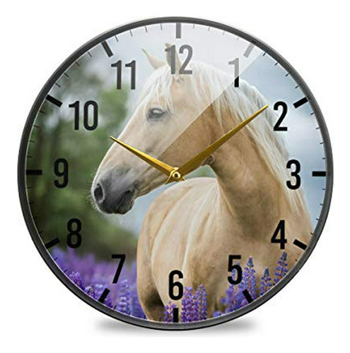 Hermoso Reloj De Pared De Caballo Palomino De 9,5 Pulgadas, 