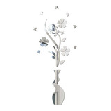 Pegatina 3d De Acrílico Para Pared, Diseño De Flores Y Jar
