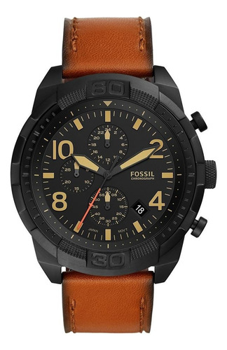 Relógio Fossil Masculino Others Cor Da Correia Marrom Cor Do Fundo Preto